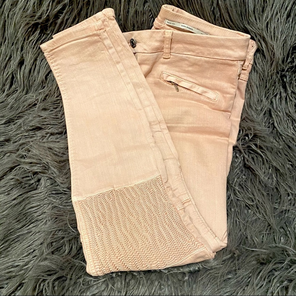 Pink Zara textured jeans